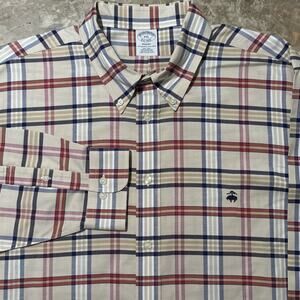 Brooks Brothers Shirt Mens 2XL Oxford Long Sleeve Regent Regular Polo OCBD